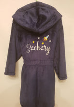 Load image into Gallery viewer, Super fluffy personalised dressing gown with space theme