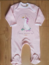 Load image into Gallery viewer, Gorgeous Personalised Sitting Unicorn Design Baby Girls Sleep Suit