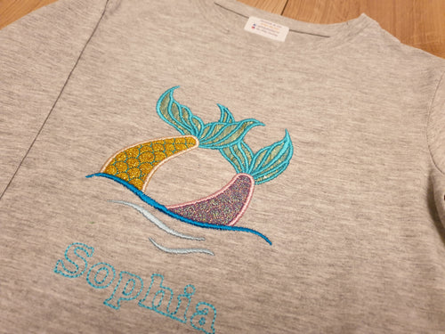 Beautiful Super Sparkly Diving Mermaid Long Sleeve Tee With Personalisation