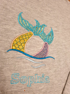 Beautiful Super Sparkly Diving Mermaid Long Sleeve Tee With Personalisation