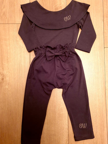 Stunning, super Soft Bardot Style With Frill And Bow Detailing Two Piece Set