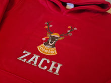 Load image into Gallery viewer, Personalised Christmas Reindeer Hoodie With Baubles