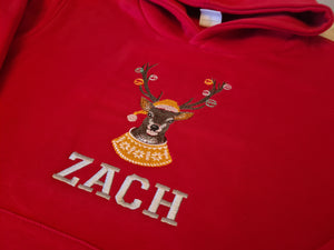 Personalised Christmas Reindeer Hoodie With Baubles