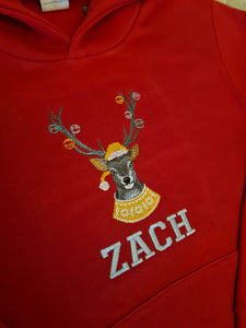 Personalised Christmas Reindeer Hoodie With Baubles