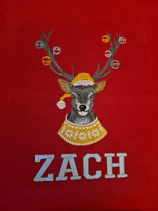 Personalised Christmas Reindeer Hoodie With Baubles