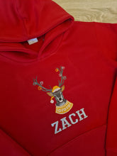 Load image into Gallery viewer, Personalised Christmas Reindeer Hoodie With Baubles