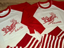 Load image into Gallery viewer, Traditional (kids) Santa and Sleigh Personalised Pyjamas