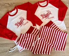 Load image into Gallery viewer, Traditional (kids) Santa and Sleigh Personalised Pyjamas