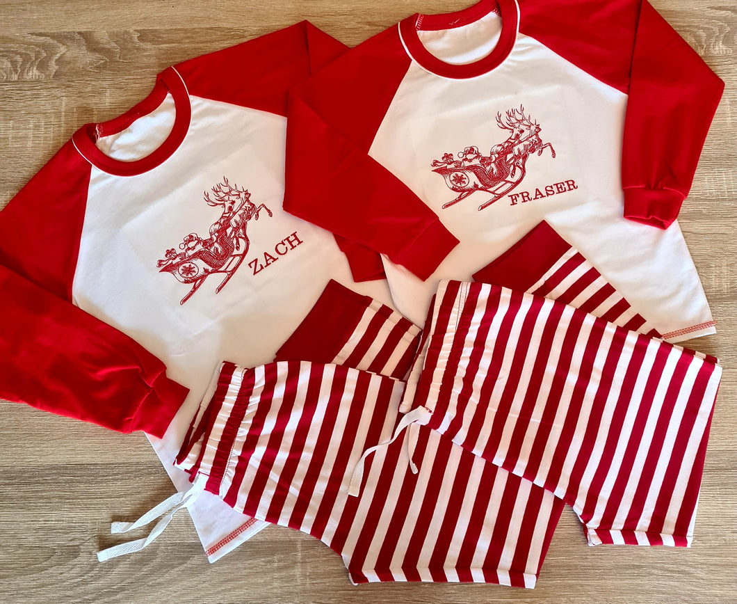 Traditional (kids) Santa and Sleigh Personalised Pyjamas