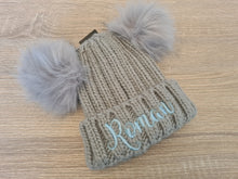 Load image into Gallery viewer, Personalised Double Pom Pom Hat