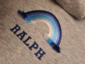 Gorgeous Personalised All Blue Rainbow With Fringe Detail Onsie