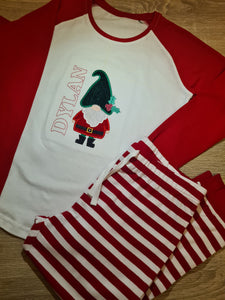 Personalised Christmas Gmome Pyjamas ( Kids & Adults sizes available)