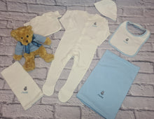 Load image into Gallery viewer, Duluxe Personalised New Baby Hamper &#39;Bear in shawl&#39;