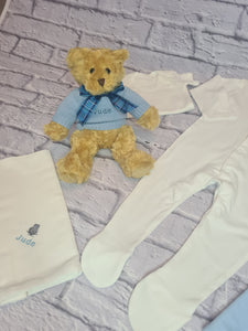 Duluxe Personalised New Baby Hamper 'Bear in shawl'