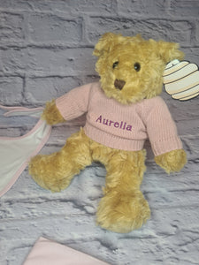 Duluxe Personalised New Baby Hamper 'Bear in shawl'