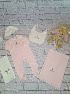 Duluxe Personalised New Baby Hamper 'Bear in shawl'