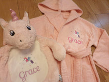 Load image into Gallery viewer, Personalised Dressing Gown and Unicorn Hot Water Bottle Set with Sparkles