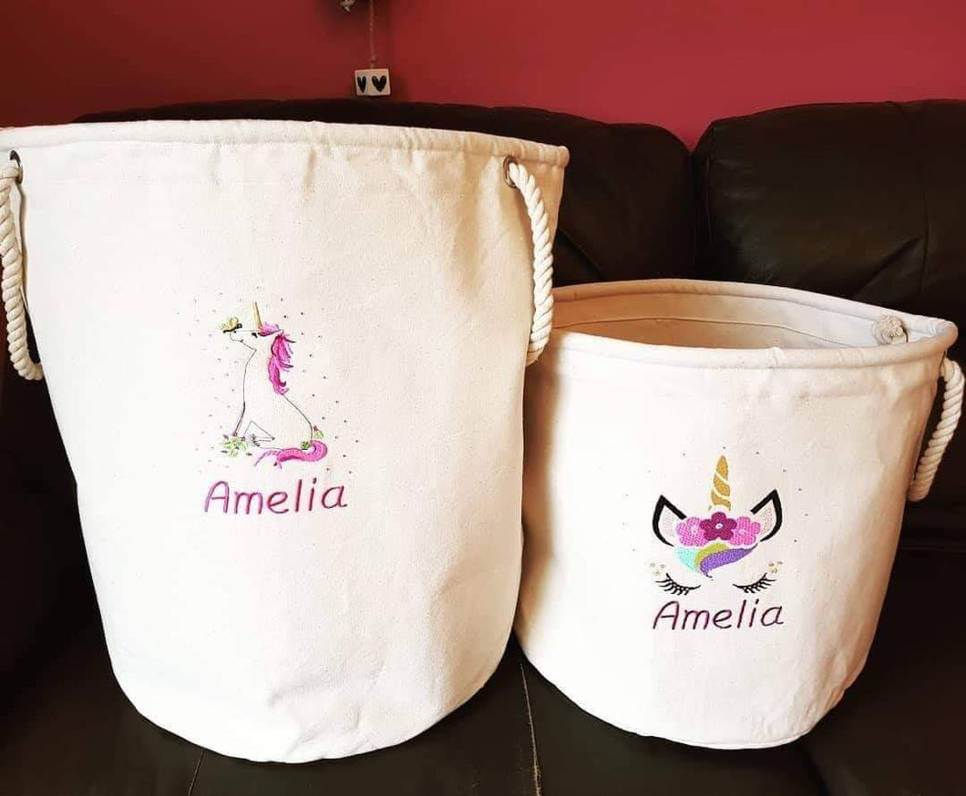 Personalised Canvas Storage Baskets - Medium