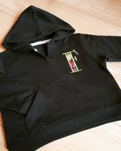 Load image into Gallery viewer, Single Initial applique open neck hoodie