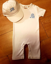 Load image into Gallery viewer, Inital Shorts Romper Set With Super Soft Baby Cap