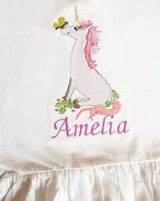 Load image into Gallery viewer, Baby Girl / Toddler Frilly Tee With Sitting Unicorn Design