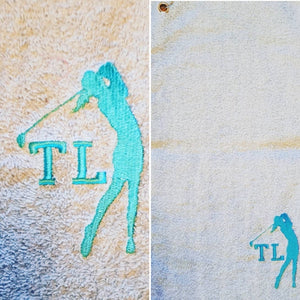 Personalised Golf Towel, Male and Female Image Available.