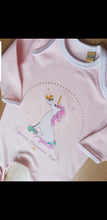 Load image into Gallery viewer, Gorgeous Personalised Sitting Unicorn Design Baby Girls Sleep Suit