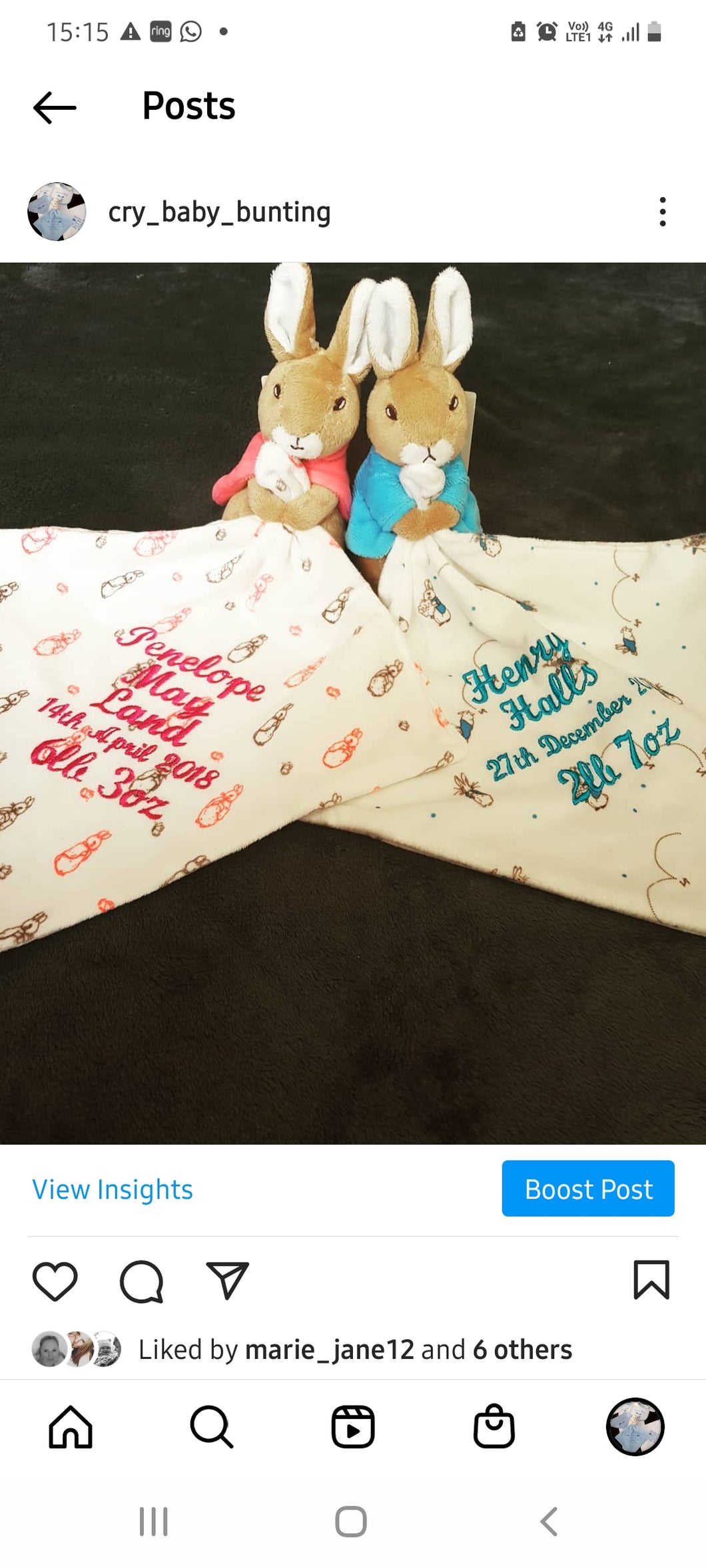 Gorgeous Flopsy Rabbit Personalised Keepsake Comfort Blanket